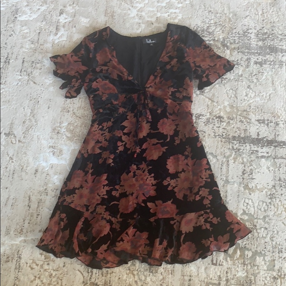 Lulus mini velvet floral dress